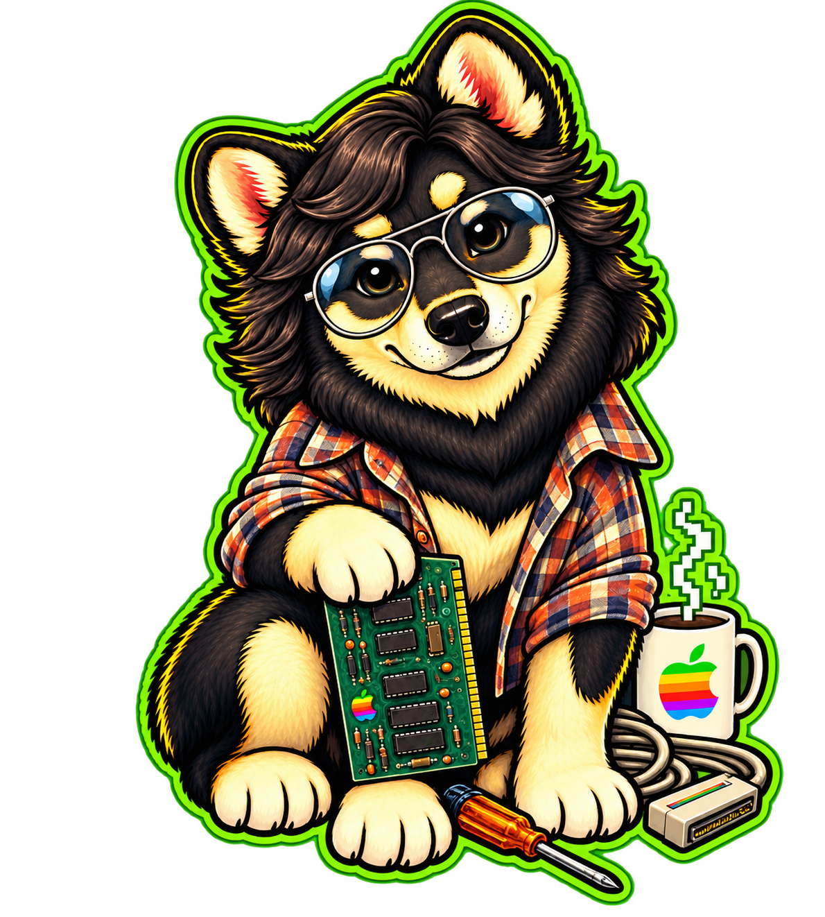 Piper mascot in Apple II style
